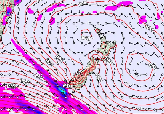 New Zealand forecast chart for Thursday, March 5th, 2026 at 12:00 PM