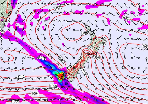 New Zealand forecast chart for Friday, March 6th, 2026 at 12:00 AM