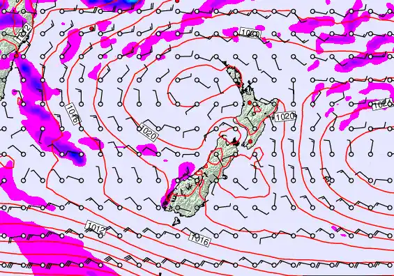 New Zealand forecast chart for Friday, March 6th, 2026 at 6:00 PM