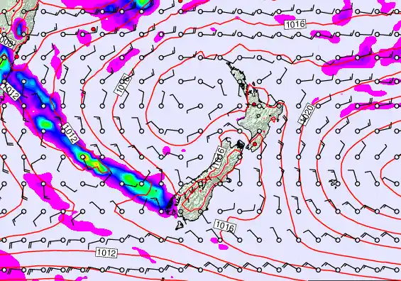 New Zealand forecast chart for Saturday, March 7th, 2026 at 6:00 AM