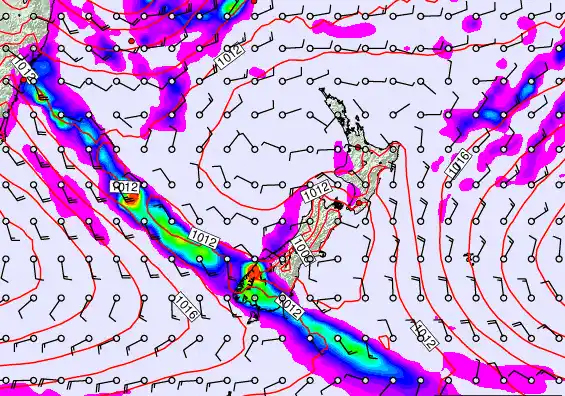 New Zealand forecast chart for Sunday, March 8th, 2026 at 12:00 AM