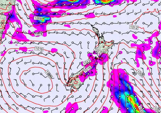 New Zealand forecast chart for Monday, March 9th, 2026 at 12:00 AM