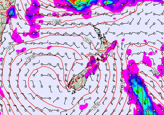 New Zealand forecast chart for Monday, March 9th, 2026 at 6:00 AM