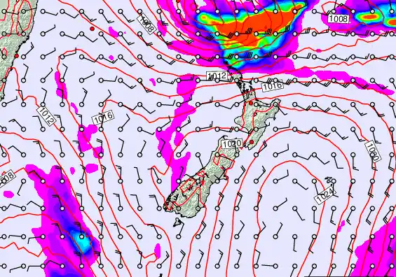 New Zealand forecast chart for Tuesday, March 10th, 2026 at 12:00 PM