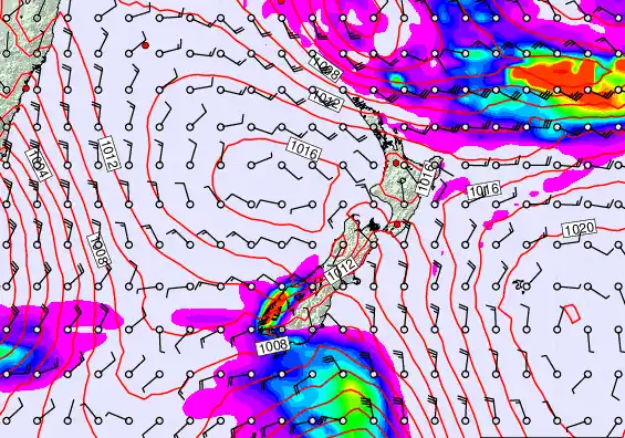 New Zealand forecast chart for Wednesday, March 11th, 2026 at 6:00 PM
