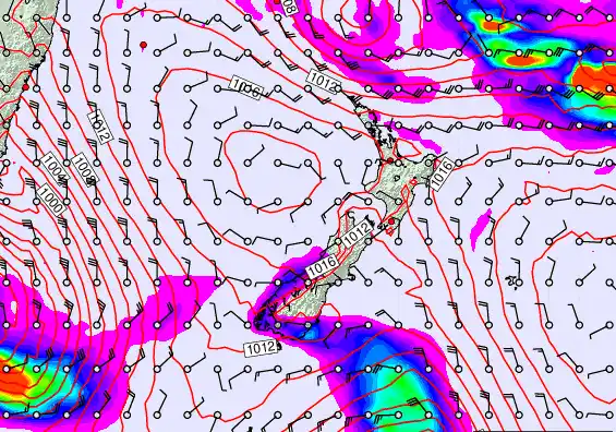 New Zealand forecast chart for Thursday, March 12th, 2026 at 12:00 AM