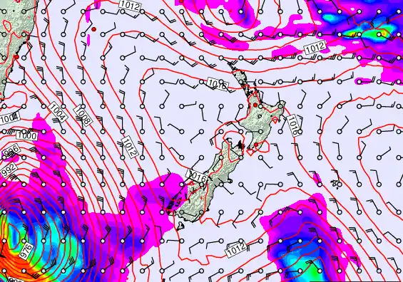 New Zealand forecast chart for Thursday, March 12th, 2026 at 6:00 AM