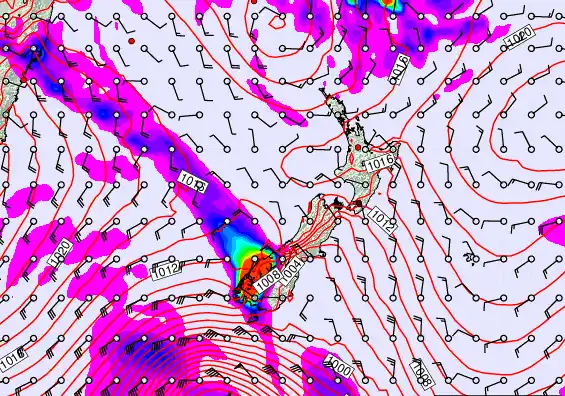 New Zealand forecast chart for Friday, March 13th, 2026 at 6:00 AM