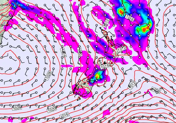 New Zealand forecast chart for Saturday, March 14th, 2026 at 12:00 AM