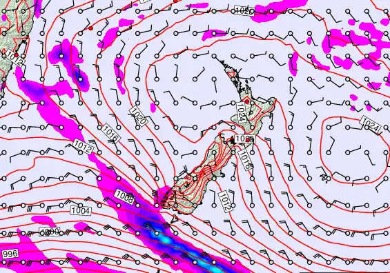New Zealand forecast chart for Thursday, March 5th, 2026 at 6:00 PM
