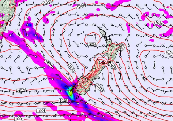 New Zealand forecast chart for Friday, March 6th, 2026 at 12:00 AM