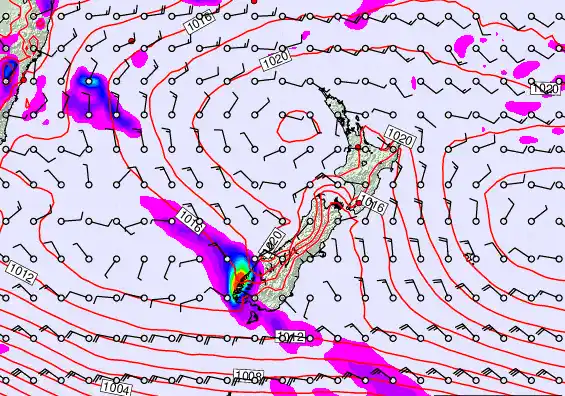 New Zealand forecast chart for Friday, March 6th, 2026 at 6:00 AM