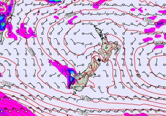 New Zealand forecast chart for Friday, March 6th, 2026 at 12:00 PM