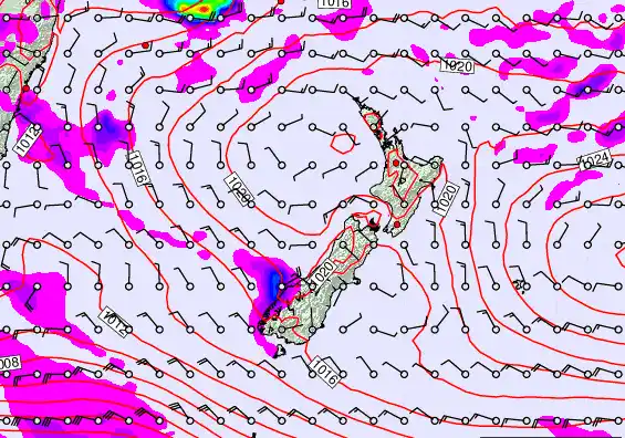 New Zealand forecast chart for Friday, March 6th, 2026 at 6:00 PM