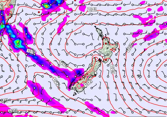 New Zealand forecast chart for Saturday, March 7th, 2026 at 6:00 AM