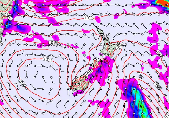 New Zealand forecast chart for Monday, March 9th, 2026 at 12:00 AM