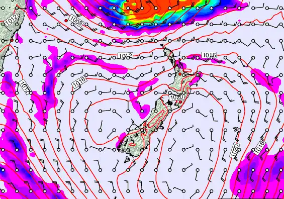 New Zealand forecast chart for Tuesday, March 10th, 2026 at 12:00 AM