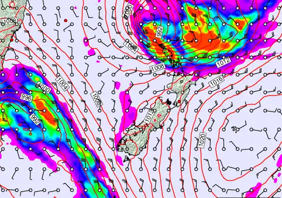 New Zealand forecast chart for Wednesday, March 11th, 2026 at 12:00 AM