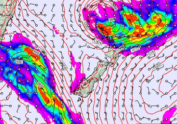 New Zealand forecast chart for Wednesday, March 11th, 2026 at 6:00 AM