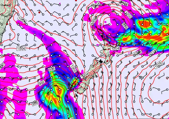 New Zealand forecast chart for Wednesday, March 11th, 2026 at 6:00 PM
