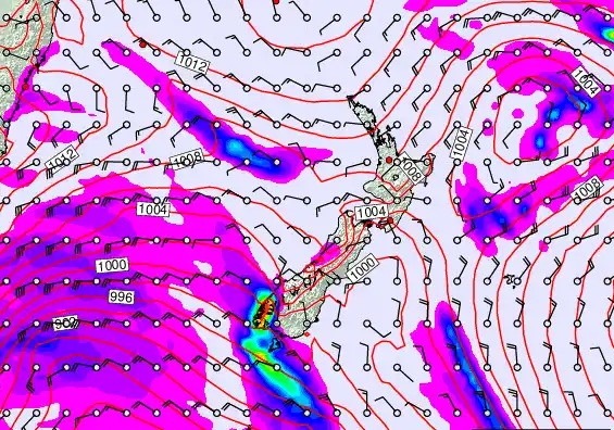 New Zealand forecast chart for Thursday, March 12th, 2026 at 6:00 PM