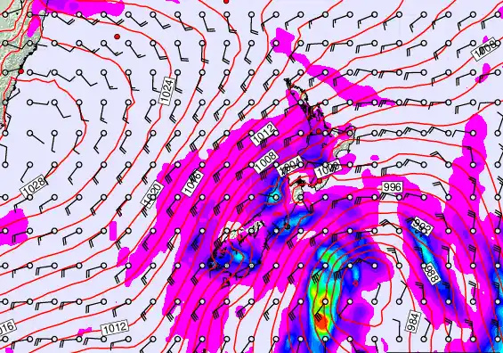 New Zealand forecast chart for Saturday, March 14th, 2026 at 12:00 AM