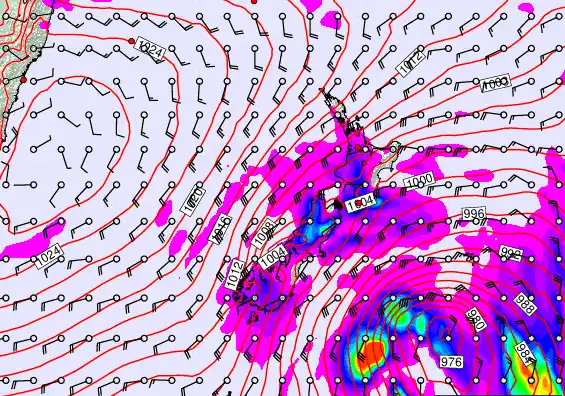 New Zealand forecast chart for Saturday, March 14th, 2026 at 6:00 AM
