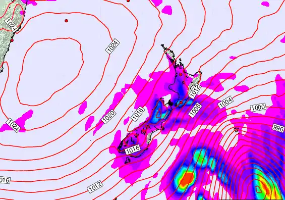 New Zealand forecast chart for Saturday, March 14th, 2026 at 6:00 PM