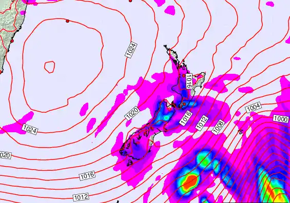 New Zealand forecast chart for Sunday, March 15th, 2026 at 12:00 AM