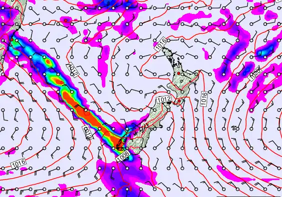 New Zealand forecast chart for Saturday, March 7th, 2026 at 6:00 PM