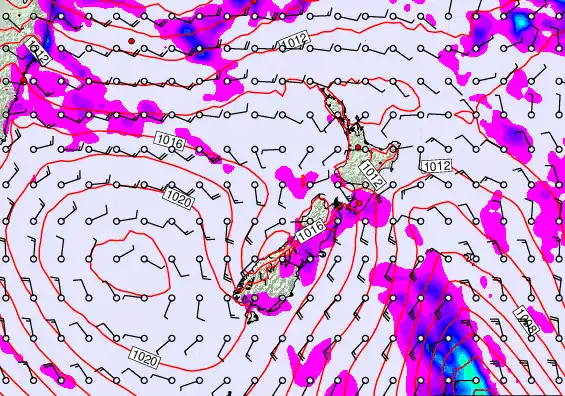 New Zealand forecast chart for Monday, March 9th, 2026 at 12:00 AM