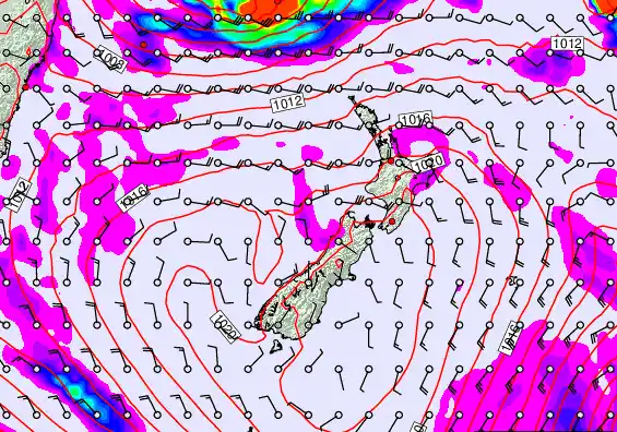 New Zealand forecast chart for Monday, March 9th, 2026 at 6:00 PM