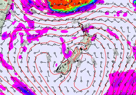 New Zealand forecast chart for Tuesday, March 10th, 2026 at 12:00 AM