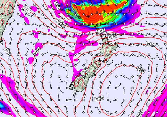 New Zealand forecast chart for Tuesday, March 10th, 2026 at 12:00 PM