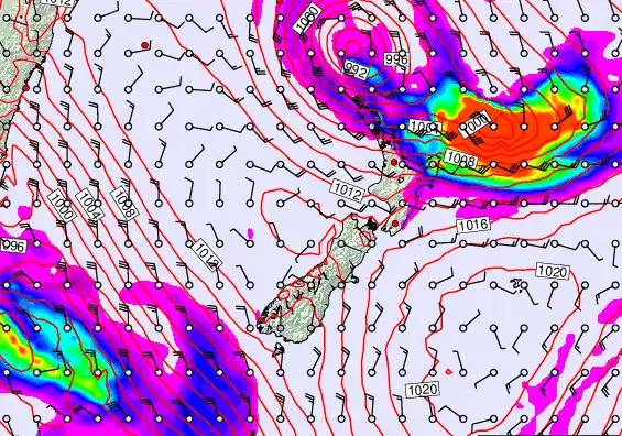 New Zealand forecast chart for Wednesday, March 11th, 2026 at 12:00 PM