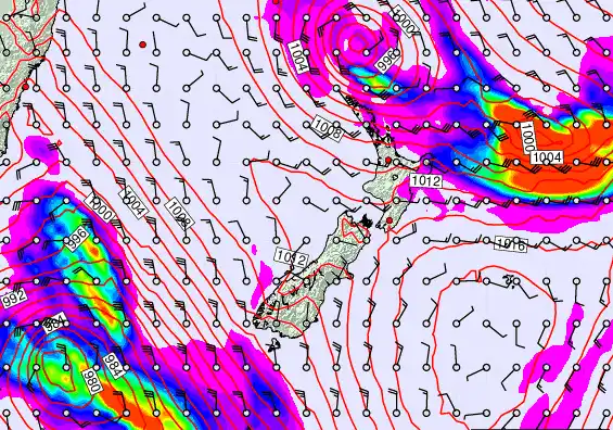 New Zealand forecast chart for Wednesday, March 11th, 2026 at 6:00 PM