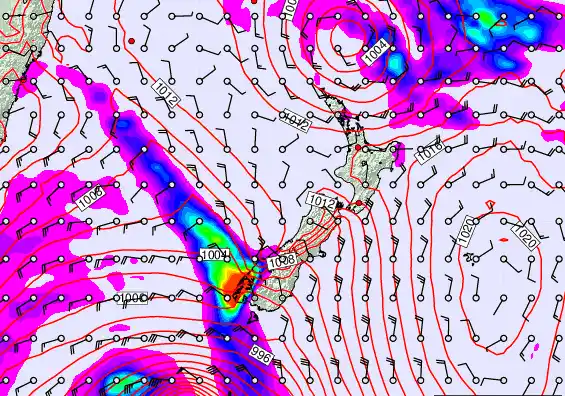 New Zealand forecast chart for Thursday, March 12th, 2026 at 12:00 PM