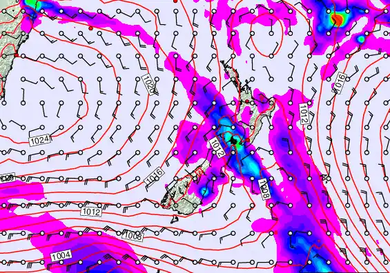 New Zealand forecast chart for Friday, March 13th, 2026 at 6:00 PM