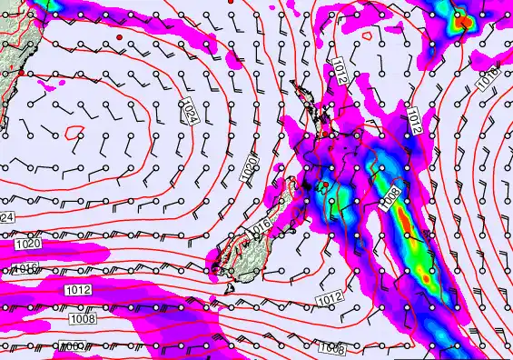 New Zealand forecast chart for Saturday, March 14th, 2026 at 12:00 AM