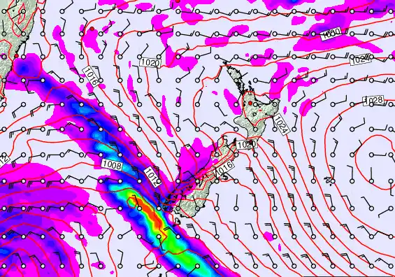 New Zealand forecast chart for Monday, March 16th, 2026 at 6:00 PM