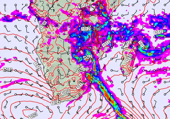 South Africa forecast chart for Saturday, March 7th, 2026 at 6:00 PM