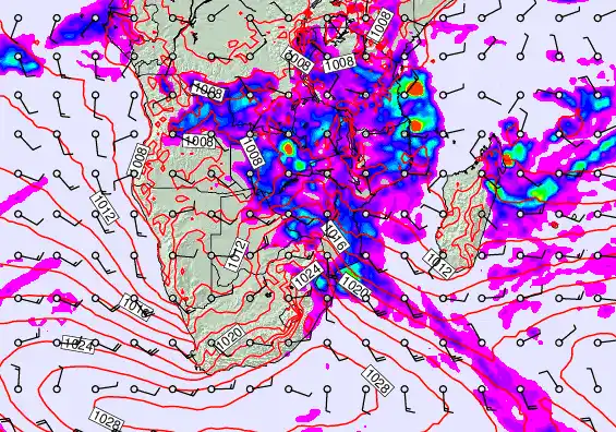 South Africa forecast chart for Sunday, March 8th, 2026 at 12:00 PM