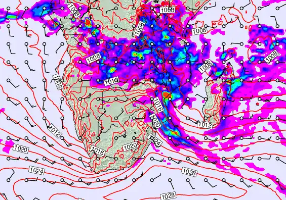 South Africa forecast chart for Monday, March 9th, 2026 at 12:00 PM