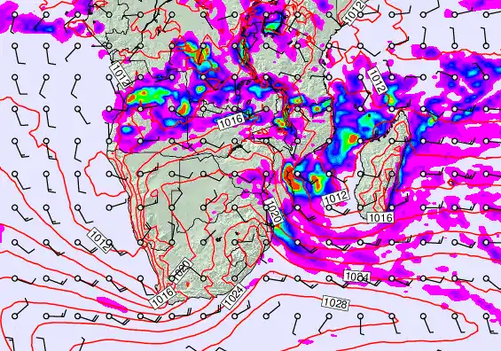 South Africa forecast chart for Tuesday, March 10th, 2026 at 6:00 AM