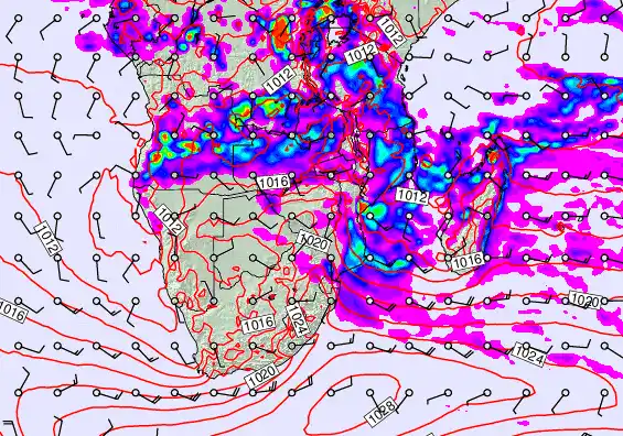 South Africa forecast chart for Tuesday, March 10th, 2026 at 6:00 PM
