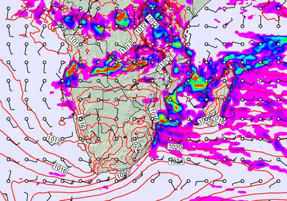 South Africa forecast chart for Wednesday, March 11th, 2026 at 12:00 AM