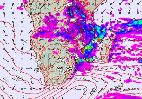 South Africa forecast chart for Wednesday, March 11th, 2026 at 12:00 PM