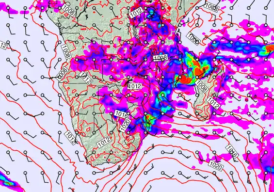 South Africa forecast chart for Thursday, March 12th, 2026 at 12:00 PM