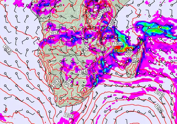 South Africa forecast chart for Friday, March 13th, 2026 at 12:00 AM