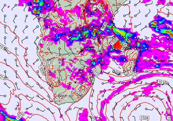 South Africa forecast chart for Saturday, March 14th, 2026 at 12:00 AM